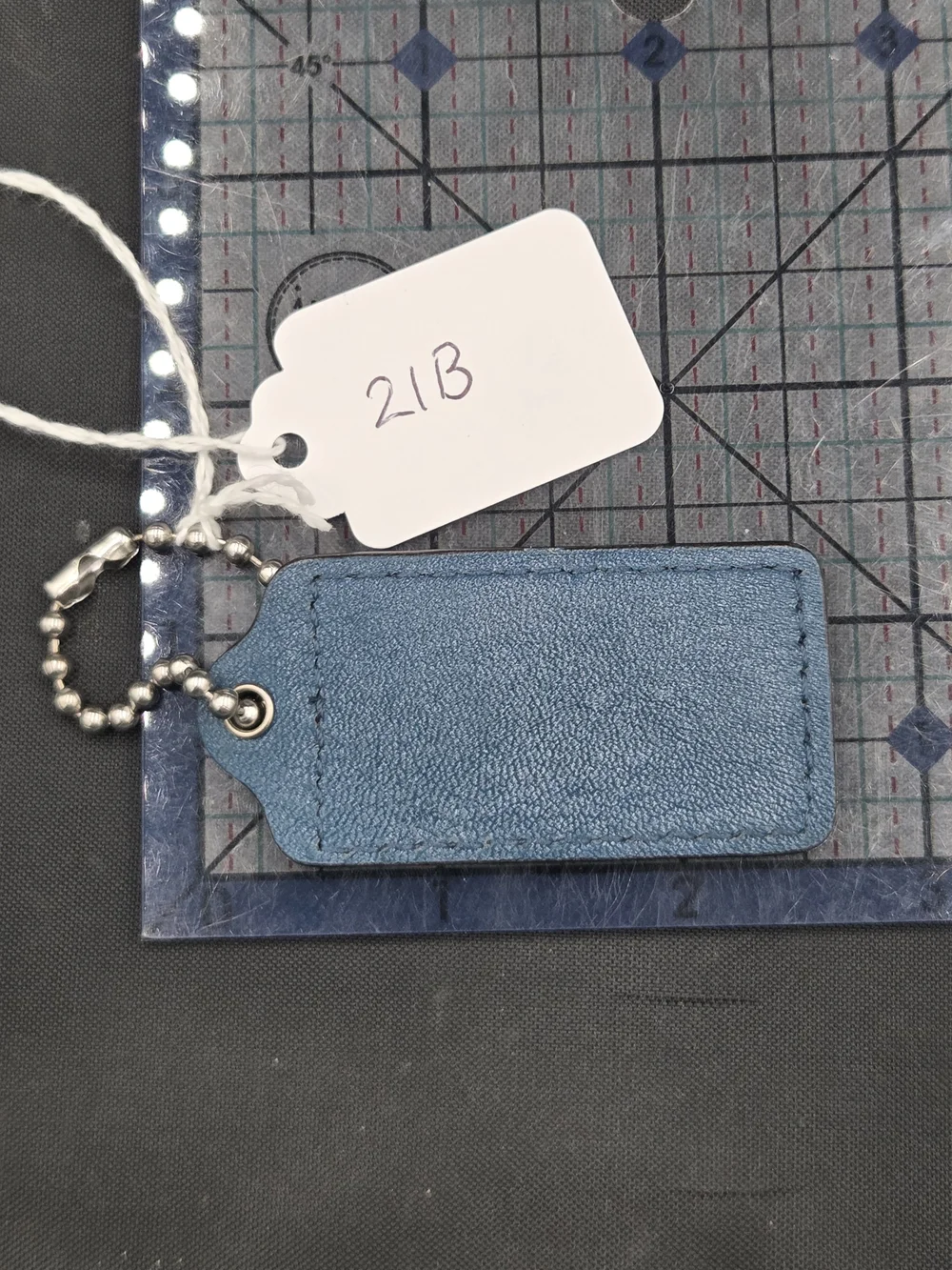 Coach Blue Leather Tag Keychain